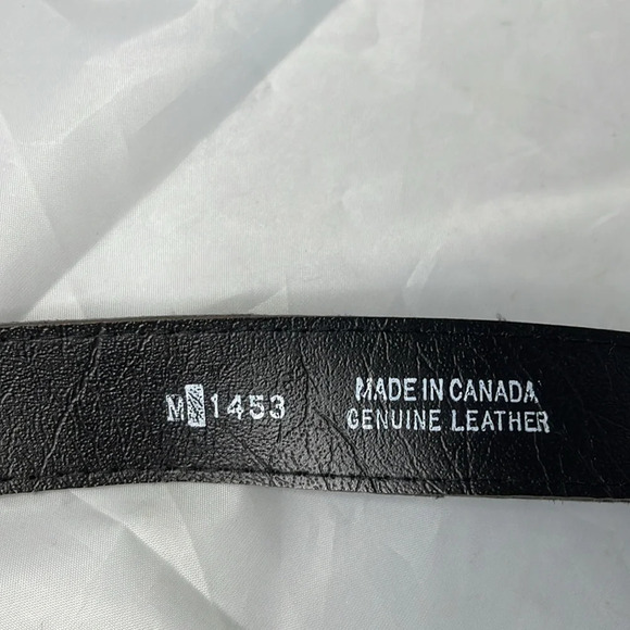 VINTAGE 90’s Century Canada Black Suede Belt Gold and Silver Tone Buckle M - Picture 6 of 9